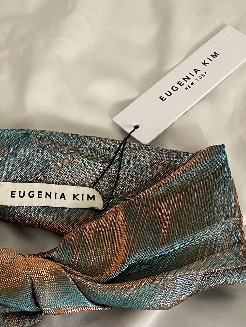 Eugenia Kim Teal and Bronze Iridescent Twist Headband